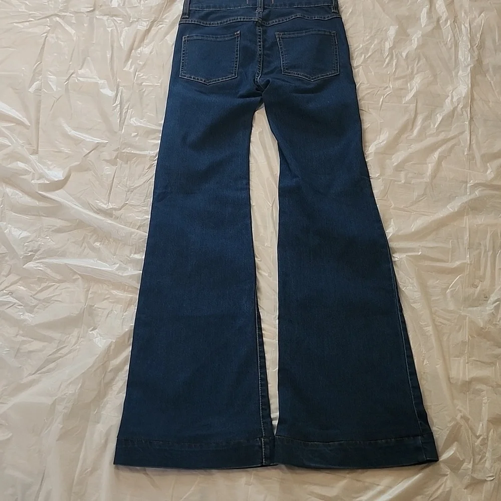 Free People Blue Flare Wide Leg Jeans